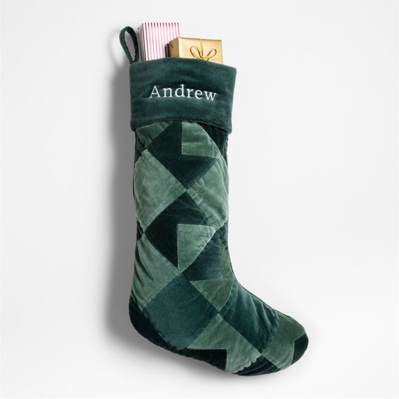 Velvet Quilted Heritage Green Christmas Stocking - image 5 of 10