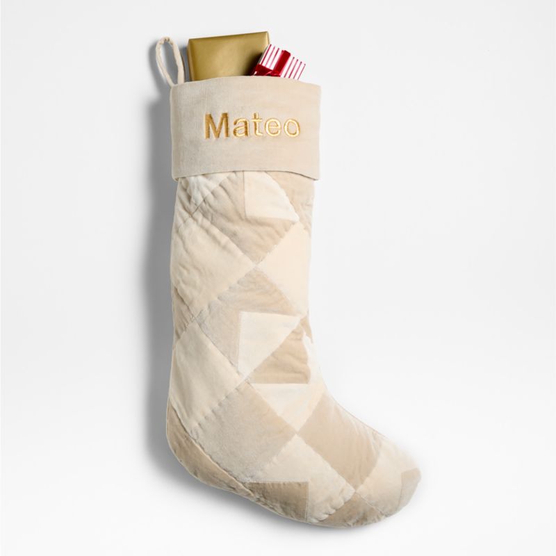 Velvet Quilted Heritage Ivory Christmas Stocking - image 6 of 10