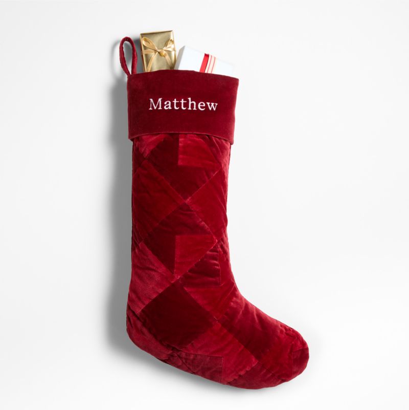 Velvet Quilted Heritage Red Christmas Stocking - image 5 of 9