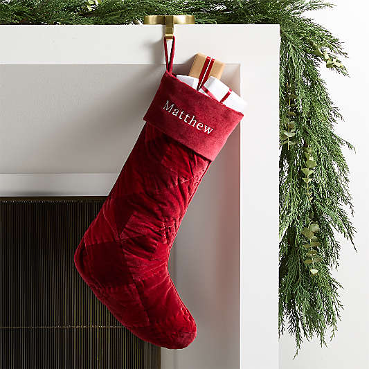 Velvet Quilted Heritage Red Christmas Stocking