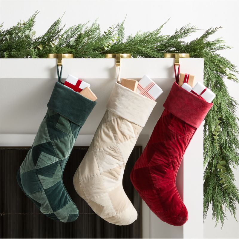 Velvet Quilted Heritage Green Christmas Stocking - image 1 of 6