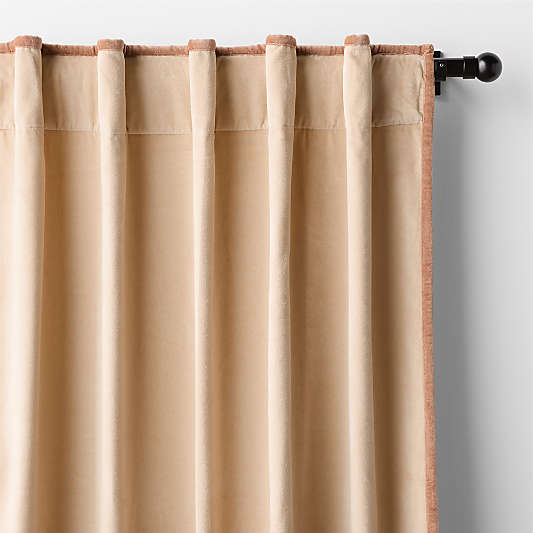 Elegant Pink Organic Cotton Velvet Light Blocking Window Curtain Panel