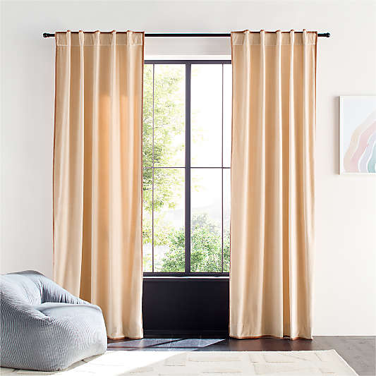 Elegant Pink Organic Cotton Velvet Light Blocking Window Curtain Panel