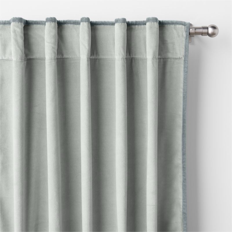 Mist Blue Organic Cotton Velvet Light Blocking Window Curtain Panel 44"x96" - image 2 of 6