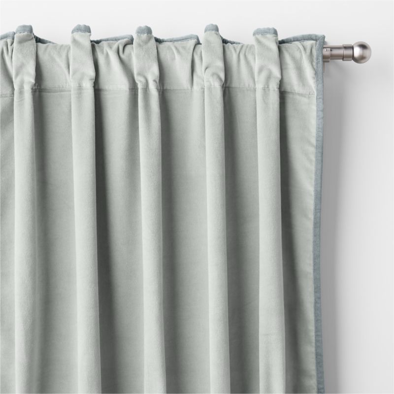 Mist Blue Organic Cotton Velvet Light Blocking Window Curtain Panel 44"x96" - image 3 of 6