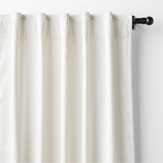 Pampas Ivory Organic Cotton Velvet Light Blocking Window Curtain Panel