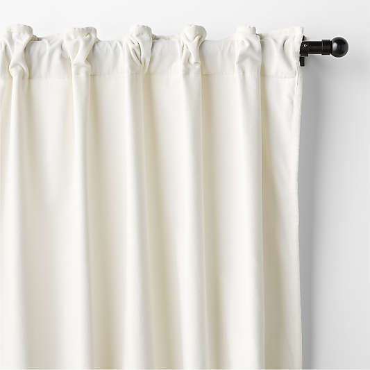 Pampas Ivory Organic Cotton Velvet Light Blocking Window Curtain Panel 44"x84"