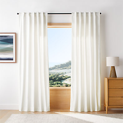 View Pampas Ivory Organic Cotton Velvet Light Blocking Window Curtain Panel 44"x108" details