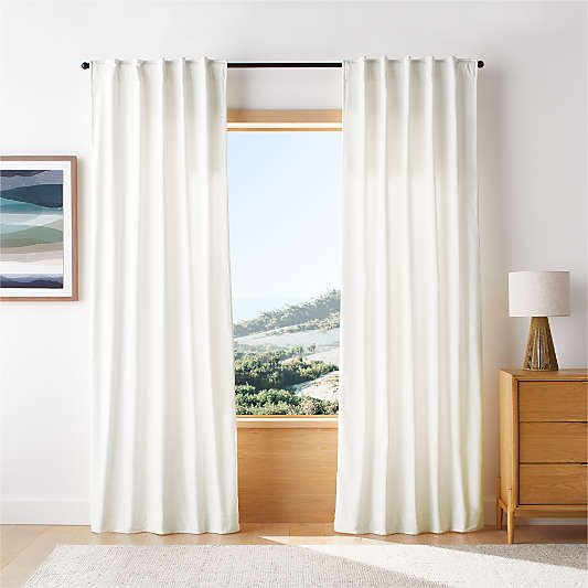 Pampas Ivory Organic Cotton Velvet Light Blocking Window Curtain Panel