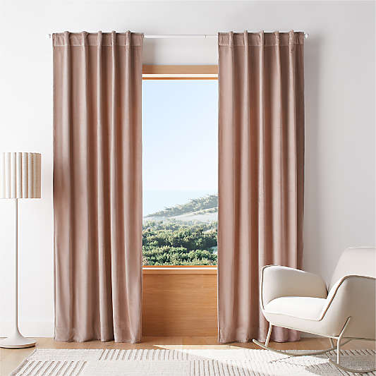 Rosy Lilac Organic Cotton Velvet Light Blocking Window Curtain Panel