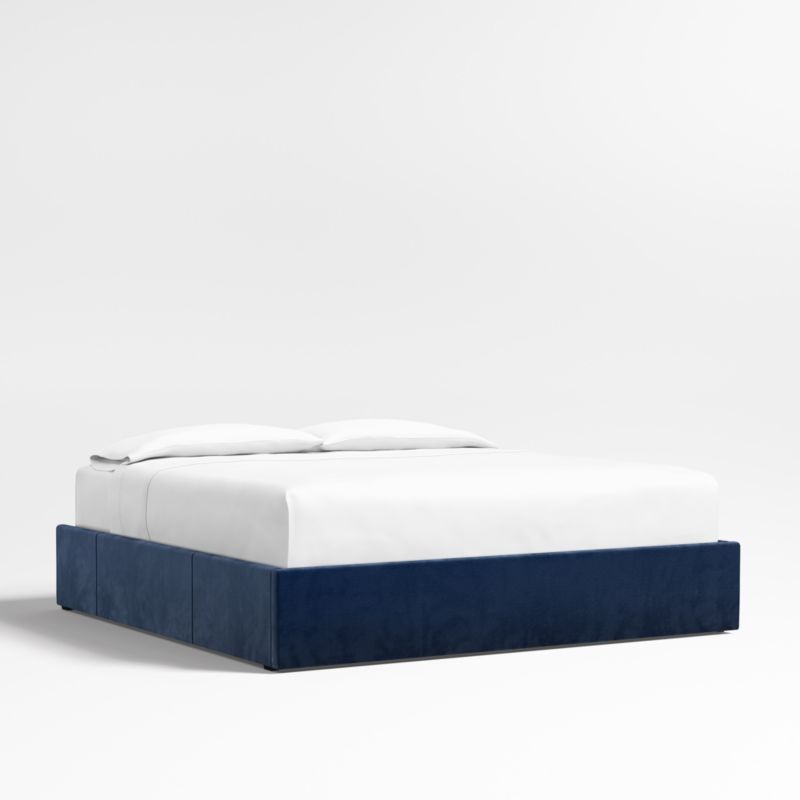 Navy King Upholstered Storage Bed Base - image 0 of 6