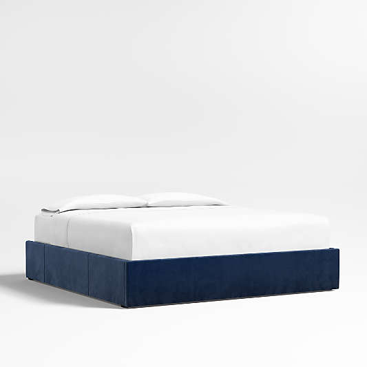 Navy King Upholstered Storage Bed Base