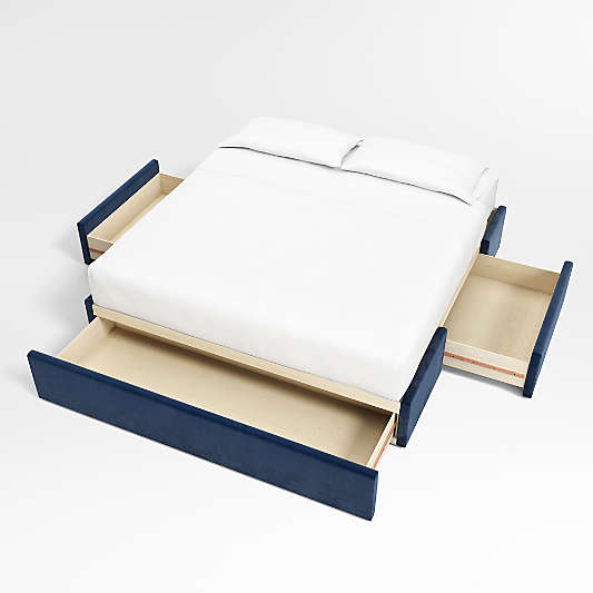 Lafayette 56" Navy Upholstered Headboard with Storage Bed Base
