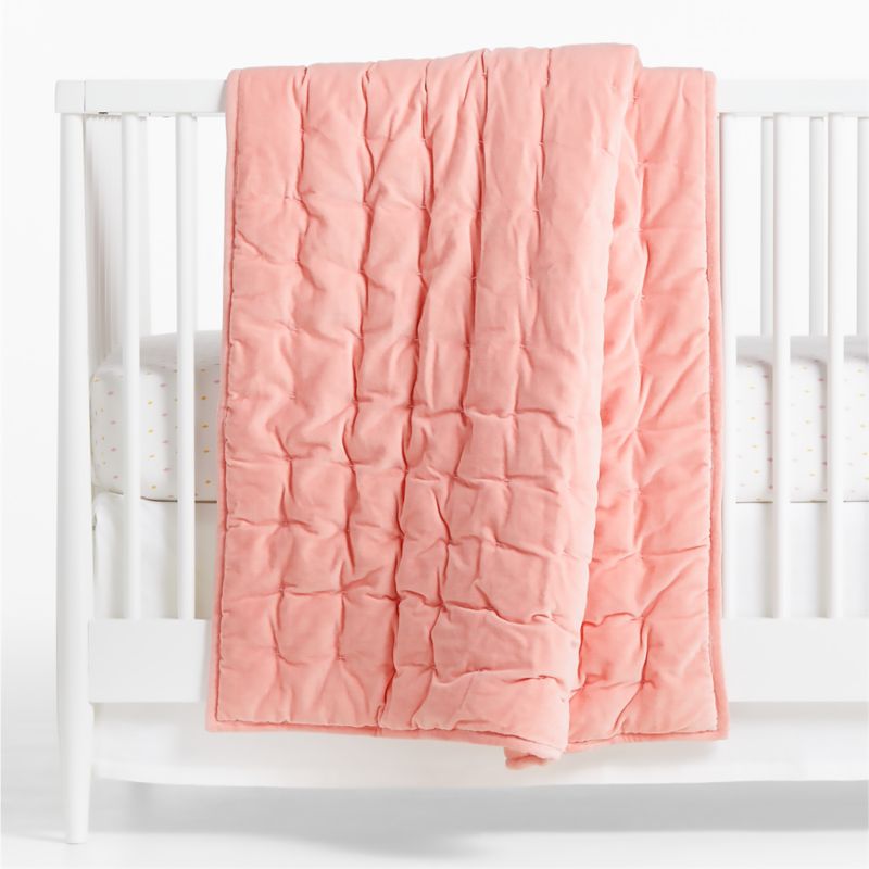 Pink Velvet Baby Crib Quilt - image 0 of 4