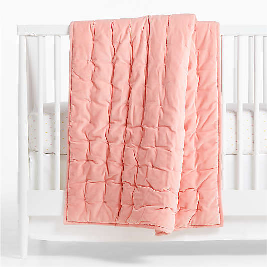 Pink Velvet Baby Crib Quilt