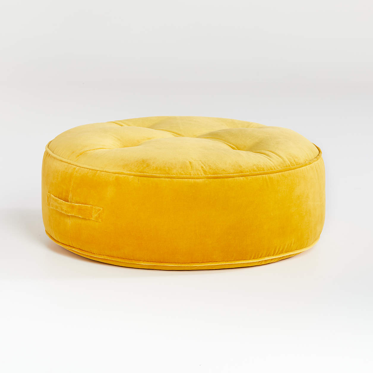 Yellow Velvet Flat Pouf