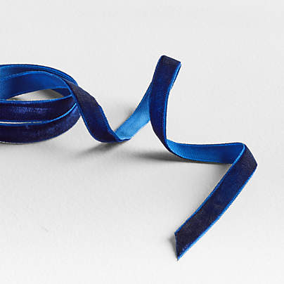 Deep Blue Velvet Holiday Ribbon 3/8"