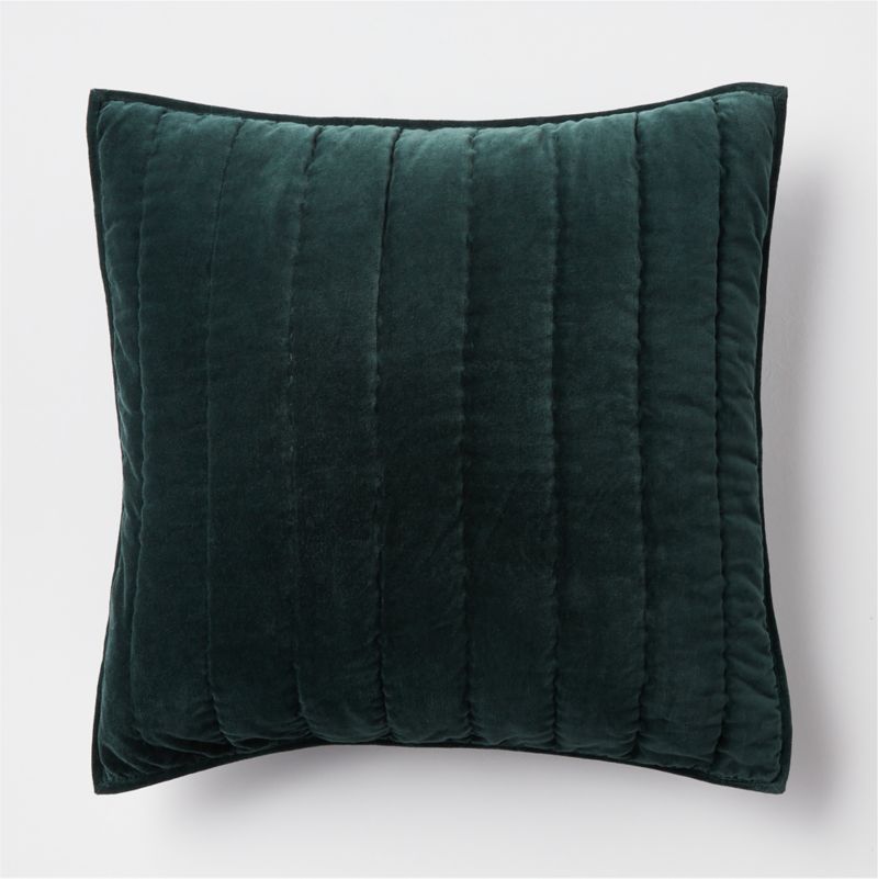 Organic Cotton Velvet Spruce Green Euro Quilted Pillow Sham