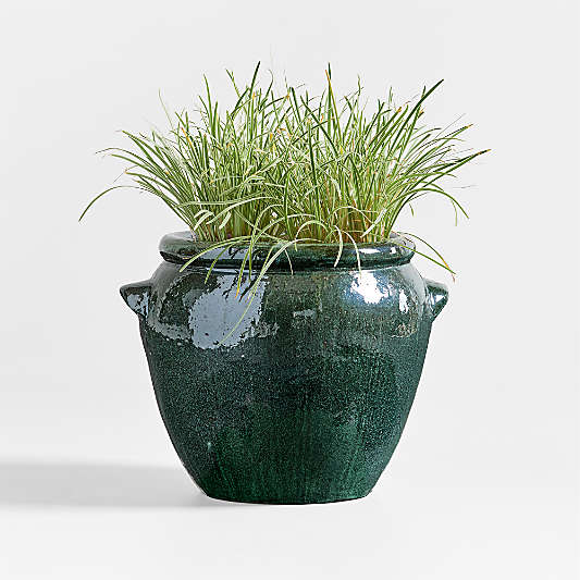 Veneto 21"x16.5" Green Ceramic Indoor/Outdoor Planter