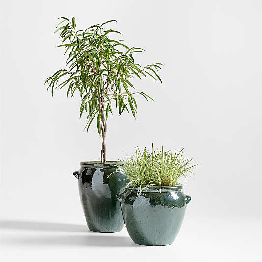 Veneto 21"x21.5" Green Ceramic Indoor/Outdoor Planter