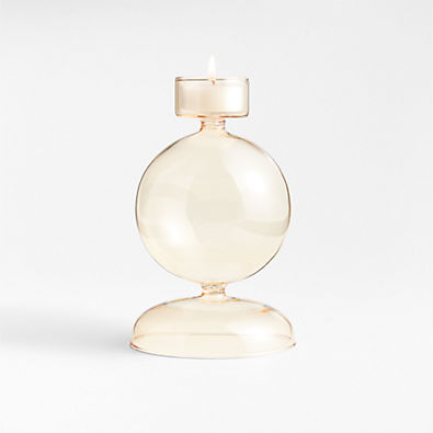 View Venezia Large Champagne Yellow Glass Tealight Candle Holder details