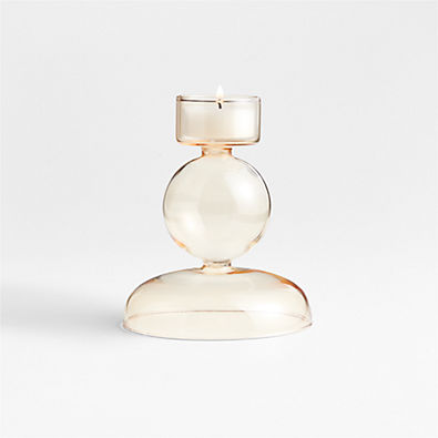 View Venezia Small Champagne Yellow Glass Tealight Candle Holder details