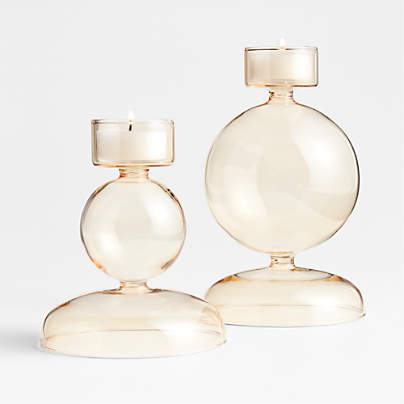 Venezia Champagne Yellow Glass Tealight Candle Holders