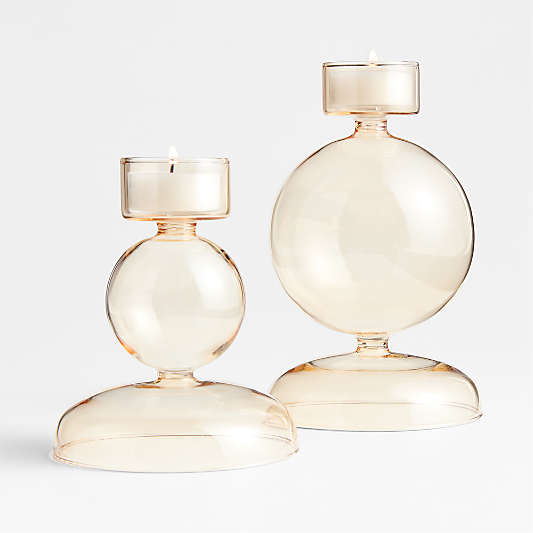 Venezia Large Champagne Yellow Glass Tealight Candle Holder