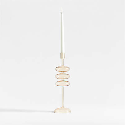 Venezia Large Champagne Yellow Glass Taper Candle Holder