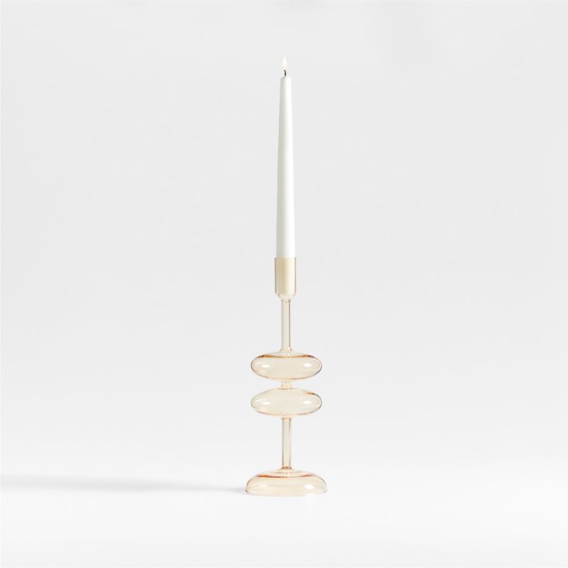 Venezia Medium Champagne Yellow Glass Taper Candle Holder - image 0 of 8