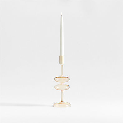 View Venezia Medium Champagne Yellow Glass Taper Candle Holder details