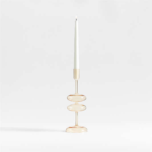 Venezia Medium Champagne Yellow Glass Taper Candle Holder