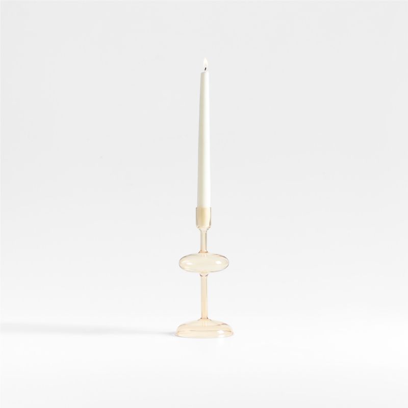 Venezia Small Champagne Yellow Glass Taper Candle Holder - image 0 of 8