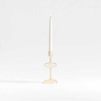 View Venezia Small Champagne Yellow Glass Taper Candle Holder details