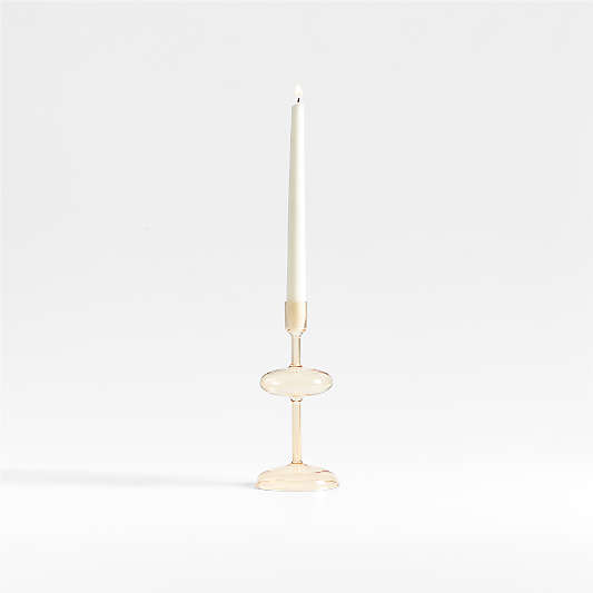 Venezia Small Champagne Yellow Glass Taper Candle Holder