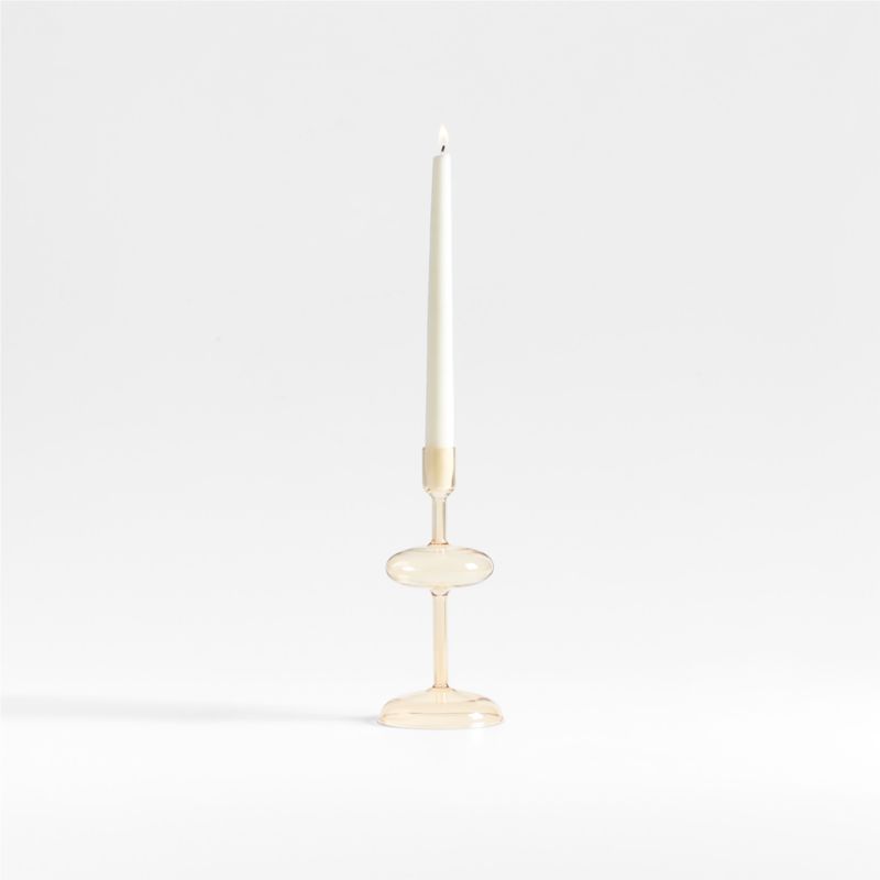 Venezia Small Champagne Yellow Glass Taper Candle Holder