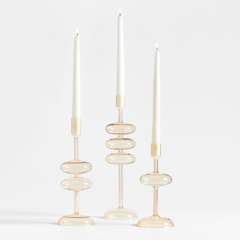 Venezia Large Champagne Yellow Glass Taper Candle Holder - image 2 of 8