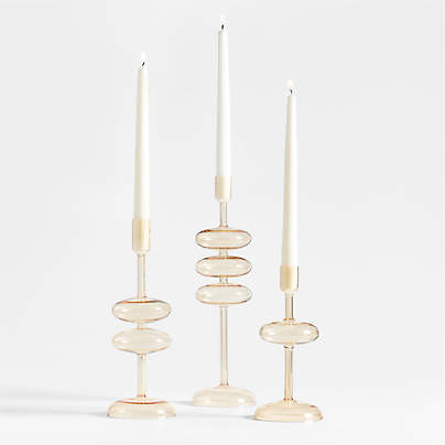 Venezia Small Champagne Yellow Glass Taper Candle Holder