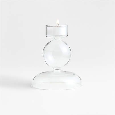 Venezia Small Clear Glass Tealight Candle Holder