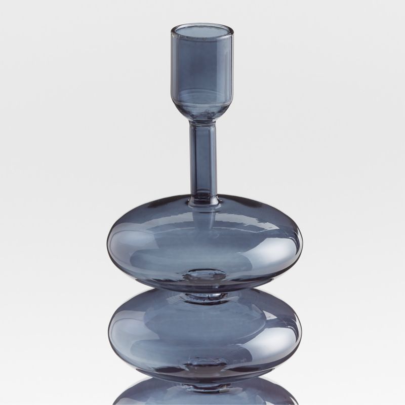 Venezia Deep Blue Glass Taper Candle Holder