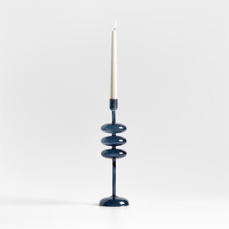 Venezia Deep Blue Glass Taper Candle Holder