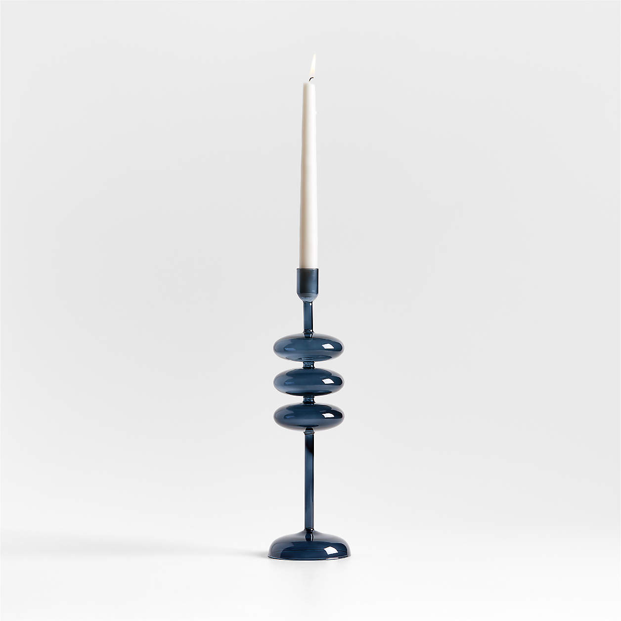 Venezia Large Deep Blue Glass Taper Candle Holder + Reviews Crate