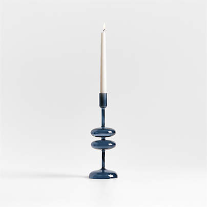 Venezia Medium Deep Blue Glass Taper Candle Holder