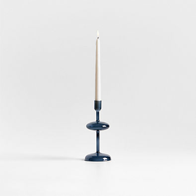 View Venezia Small Deep Blue Glass Taper Candle Holder details