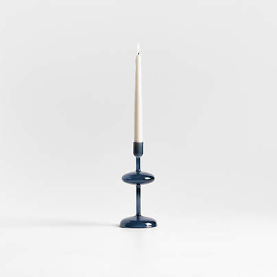 Venezia Small Deep Blue Glass Taper Candle Holder