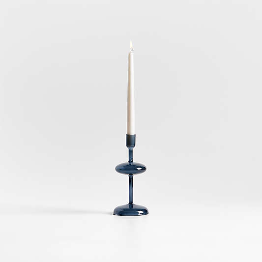 Venezia Small Deep Blue Glass Taper Candle Holder