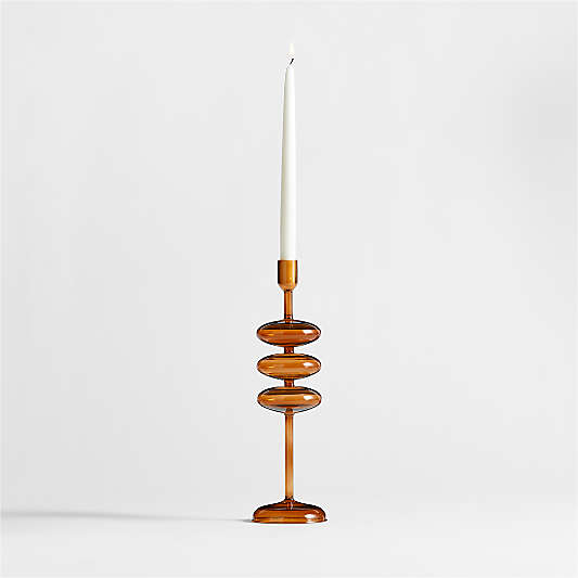 Venezia Large Amber Brown Glass Taper Candle Holder