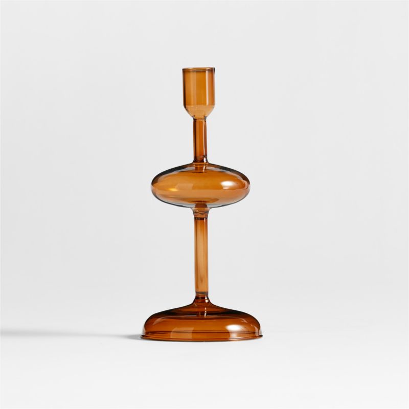 Venezia Amber Brown Glass Taper Candle Holder