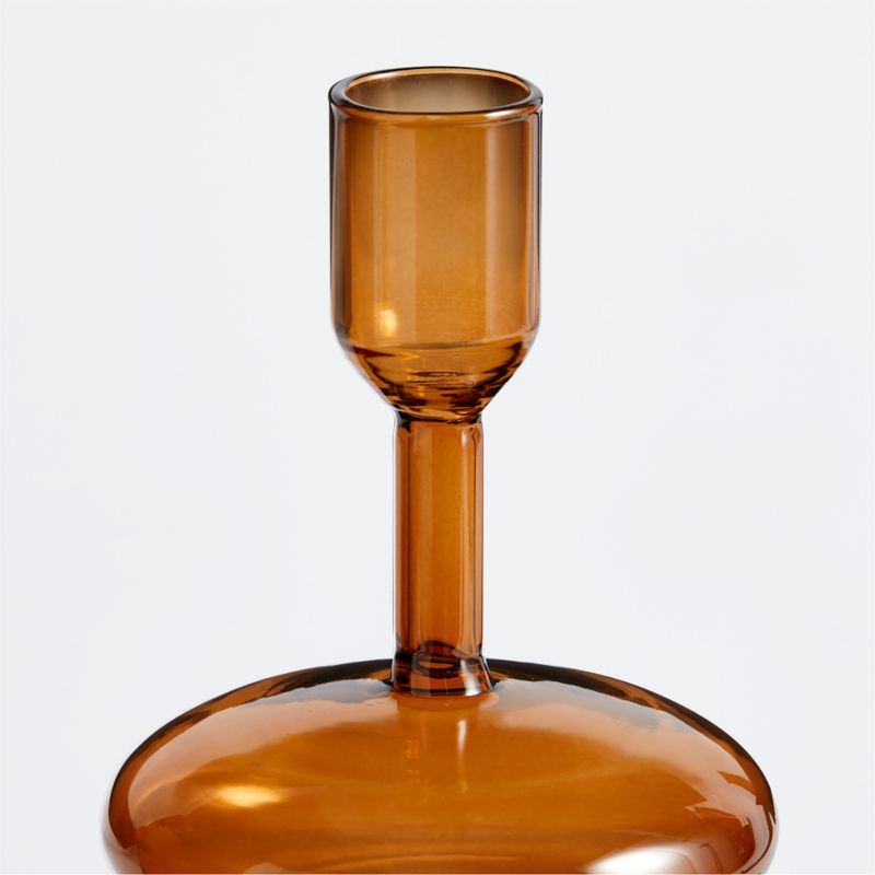 Venezia Amber Brown Glass Taper Candle Holder