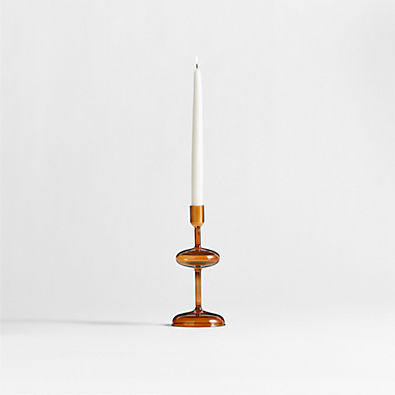 View Venezia Small Amber Brown Glass Taper Candle Holder details
